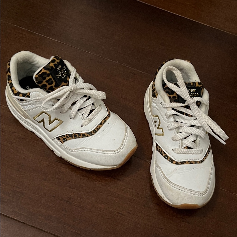 Toddler New Balance White and Leopard Sneakers